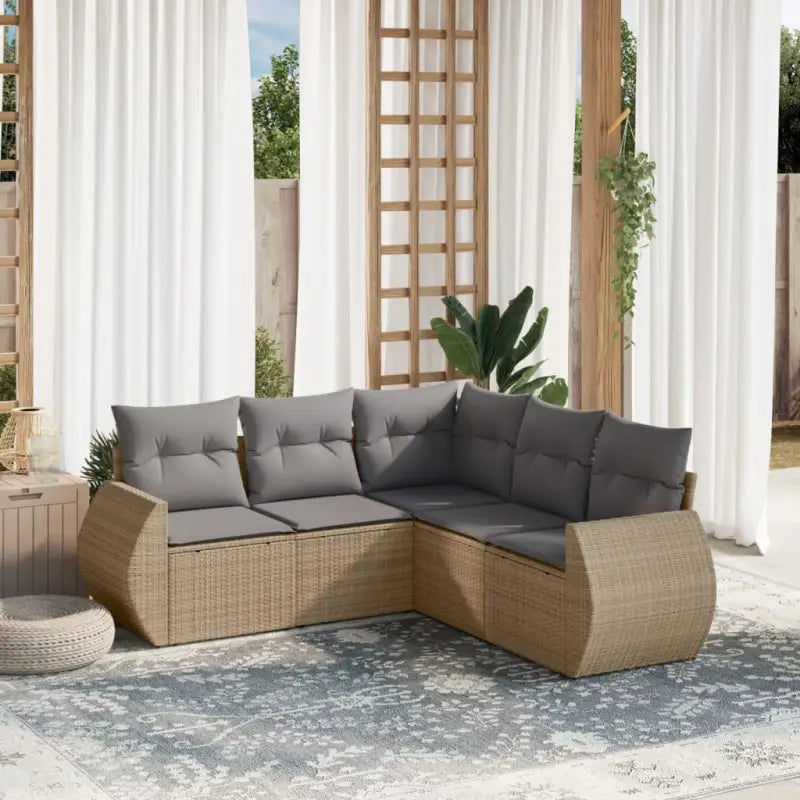 Gepoedercoate stalen tuinset met beige materiaal en comfortabele afmetingen - Beige en grijs / Zonder tafel - Tuinsets