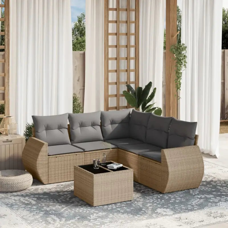 Gepoedercoate stalen tuinset met beige materiaal en comfortabele afmetingen - Beige en grijs / Met tafel - Tuinsets