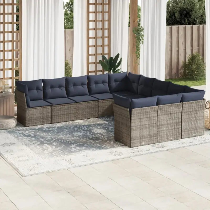 Gepoedercoate stalen tuinset met poly rattan en waterdichte tas - Grijs en blauw / Zonder tafel - Tuinsets