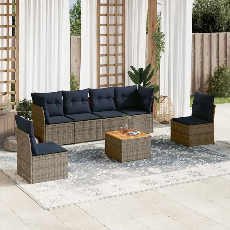 Gepoedercoate stalen tuinset met waterdichte tas in grijs materiaal - Grijs / 2x hoek + 4x midden + Tafel - Tuinsets