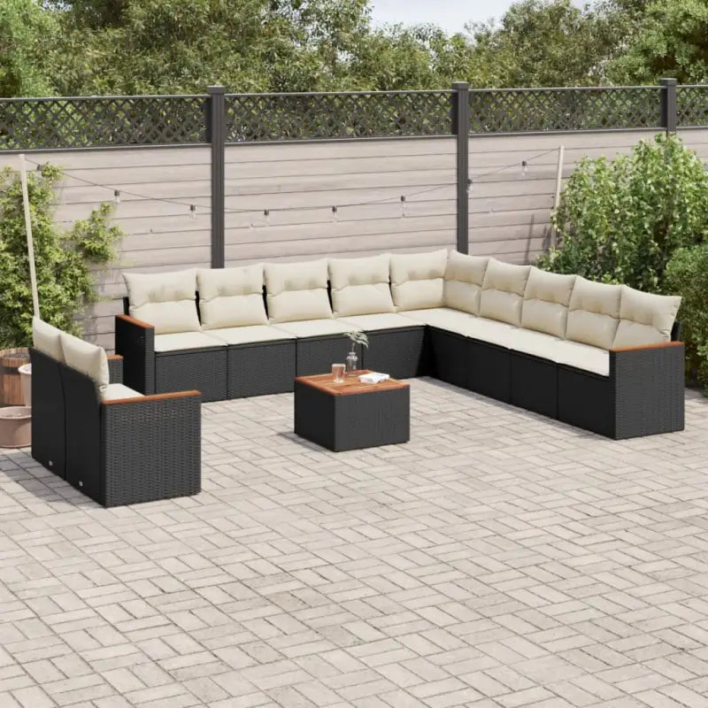 Gepoedercoated stalen tuinset met beige materiaal voor comfortabel buiten genieten - Zwart en crème / Met tafel