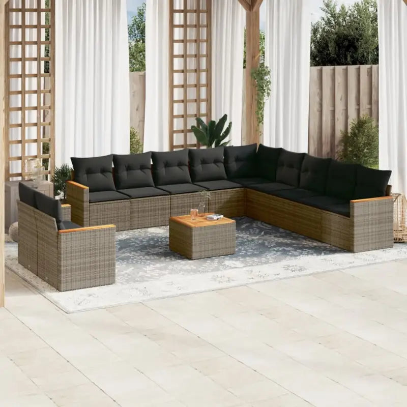 Gepoedercoated stalen tuinset met beige materiaal voor comfortabel buiten genieten - Grijs / Met tafel - Tuinsets