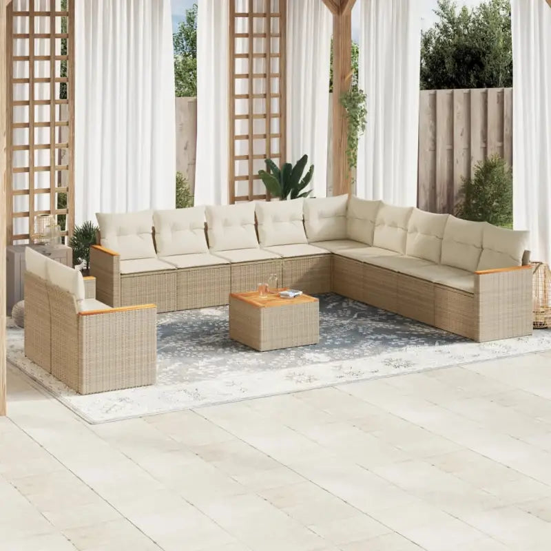 Gepoedercoated stalen tuinset met beige materiaal voor comfortabel buiten genieten - Beige / Met tafel - Tuinsets