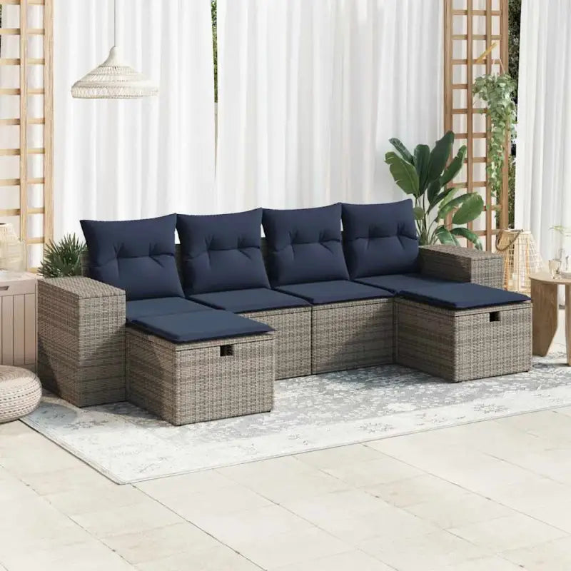 Gepoedercoaten loungeset in grijs materiaal met ideale afmetingen - Grijs / met opbergruimte - Tuinsets