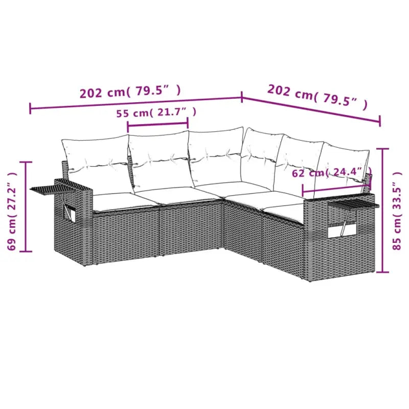 Gepoeedercoat staal loungeset in grijs met comfortabele afmetingen - Tuinsets
