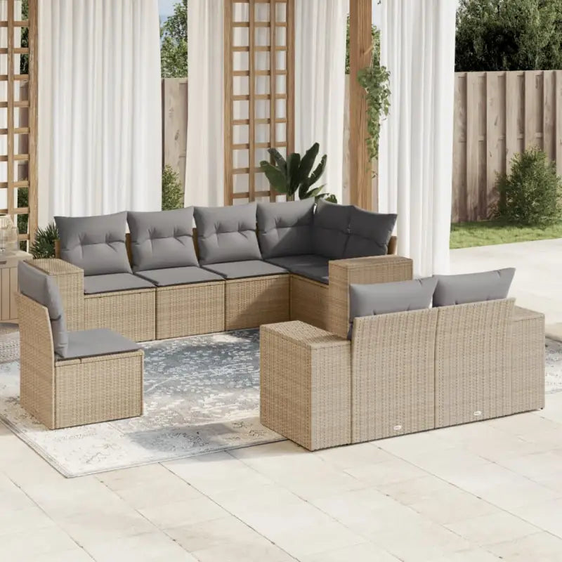 Gepoeedercoat staal tuinset met beige materiaal voor buitenplezier - Beige en grijs / Met tafel - Tuinsets