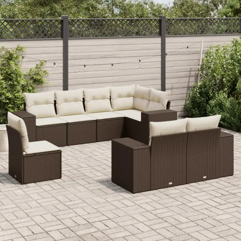 Gepoeedercoat staal tuinset met beige materiaal voor buitenplezier - Bruin en crème / Met tafel - Tuinsets