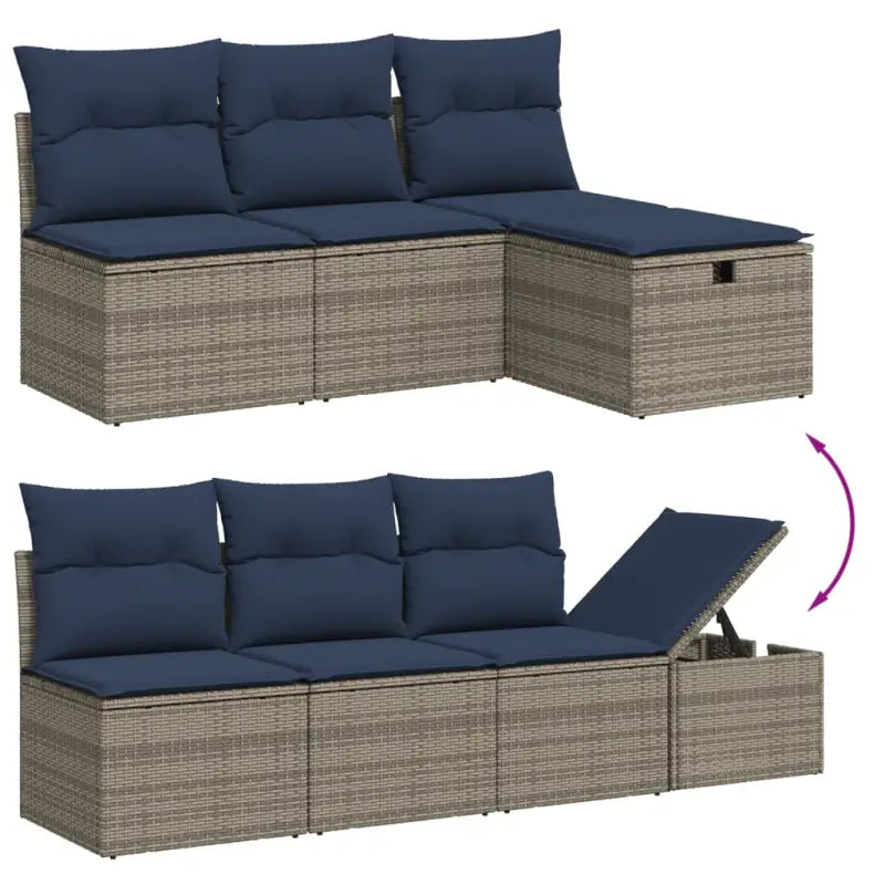 Gepoeerdcoat staal loungeset voor tuin of terras met grijs materiaal - Tuinsets
