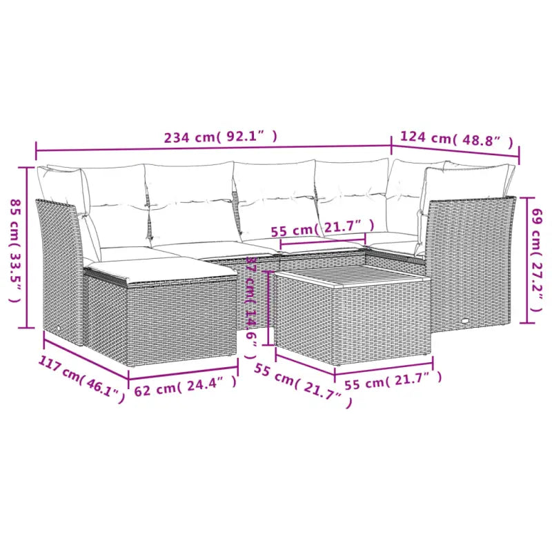 Gepolijst loungeset in beige materiaal met gepoedercoat staal afmetingen - Tuinsets