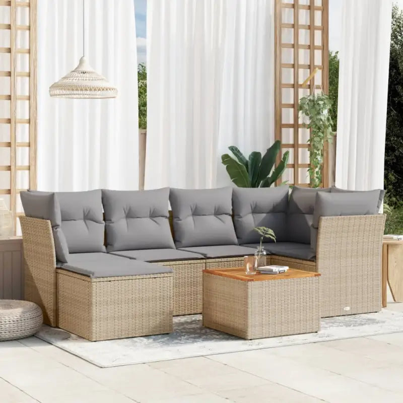Gepolijst loungeset in beige materiaal met gepoedercoat staal afmetingen - Beige en grijs - Tuinsets