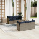 Gepolijst tuinset met poly rattan en gepoedercoat staal afmetingen - Grijs / Tafel + 4x hoek + 2x midden - Tuinsets