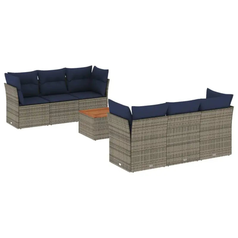Gepolijst tuinset met poly rattan en gepoedercoat staal afmetingen - Grijs / Tafel + 4x hoek + 2x midden - Tuinsets