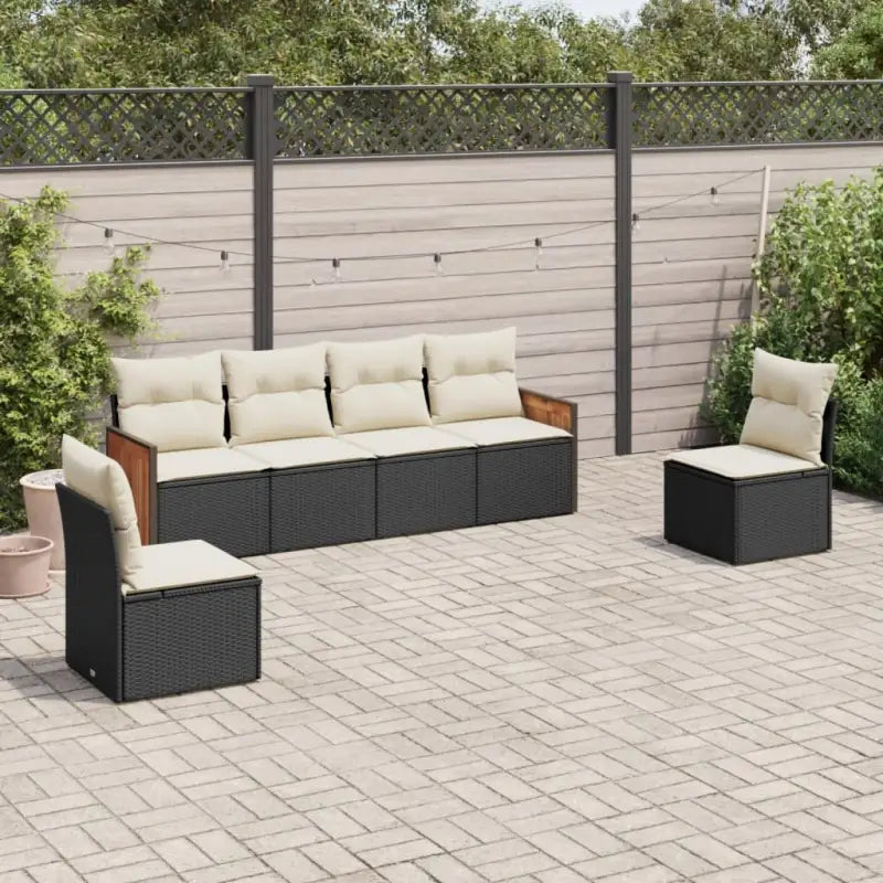 Gepolijst tuinset van poly rattan met comfortabele zitervaring en afmetingen - Zwart en crème / Zonder tafel - Tuinsets