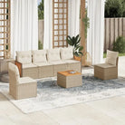 Gepolijst tuinset van poly rattan met comfortabele zitervaring en afmetingen - beige en crèmekleurig / Met tafel