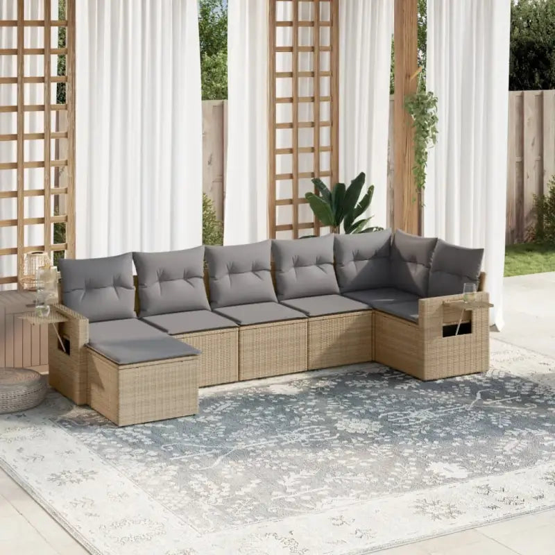 Gepolijst zandkleurige loungeset met waterdichte tas en stevige afmetingen - beige en lichtgrijs / Zonder tafel