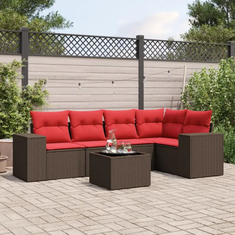Gepolijste grijze loungeset met waterdichte zak en gepoedercoat staal afmetingen - Bruin en rood / Met tafel - Tuinsets