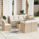Gepolijste loungeset met poly rattan en beige materiaal voor buitengebruik - beige en crèmekleurig / Met tafel