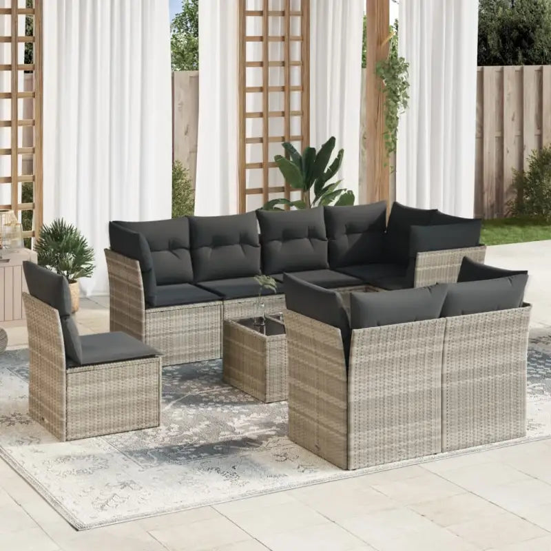 Gepolijste loungeset met poly rattan en beige materiaal voor buitengebruik - Lichtgrijs / Met tafel - Tuinsets