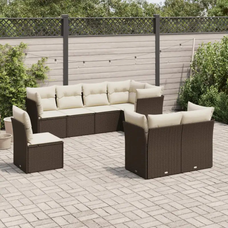 Gepolijste loungeset met poly rattan en beige materiaal voor buitengebruik - Bruin en crème / Zonder tafel - Tuinsets