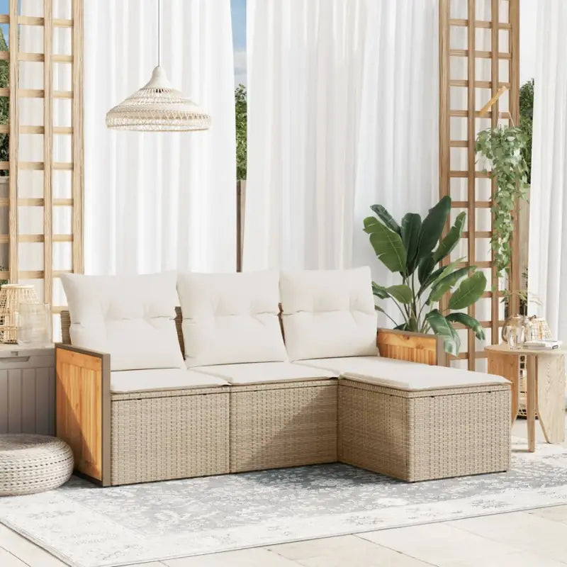 Gepolijste tuinset met beige materiaal en gepoedercoat staal afmetingen - beige en crèmekleurig / Zonder tafel