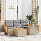 Gepolijste tuinset met beige materiaal en gepoedercoat staal afmetingen - Beige en grijs / Met tafel - Tuinsets