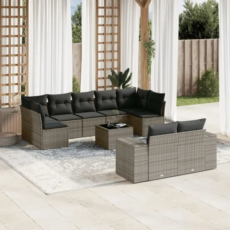 Gepolijste tuinset van waterdicht beige materiaal met stalen afmetingen - grijs en donkergrijs / Met tafel - Tuinsets