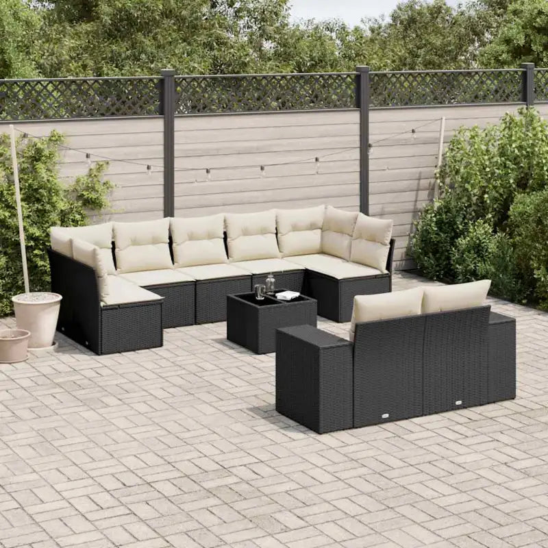 Gepolijste tuinset van waterdicht beige materiaal met stalen afmetingen - Zwart en crème / Met tafel - Tuinsets