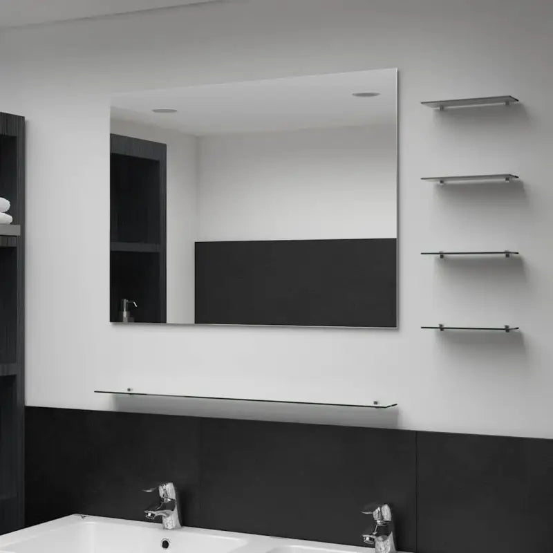 Gepolijste wandspiegel met schappen en gehard glas voor badkamer of woonkamer - Spiegels