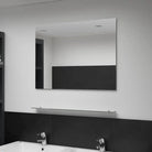Gepolijste wandspiegel met schappen en gehard glas voor badkamer of woonkamer - 80 x 60 cm (1 schap) / 1 - Spiegels