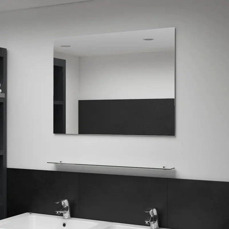 Gepolijste wandspiegel met schappen en gehard glas voor badkamer of woonkamer - 80 x 60 cm (1 schap) / 1 - Spiegels