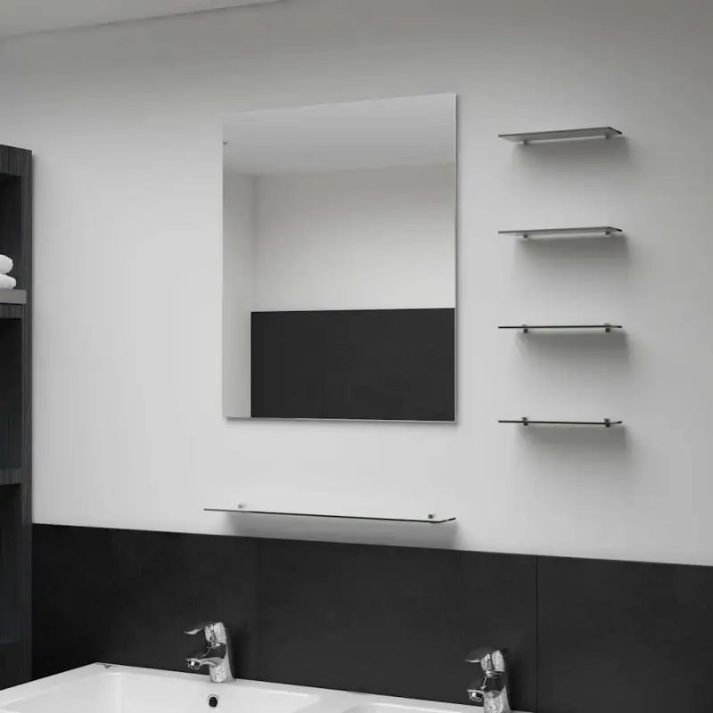 Gepolijste wandspiegel met schappen en gehard glas voor badkamer of woonkamer - 50 x 60 cm (5 schappen) / 1 - Spiegels