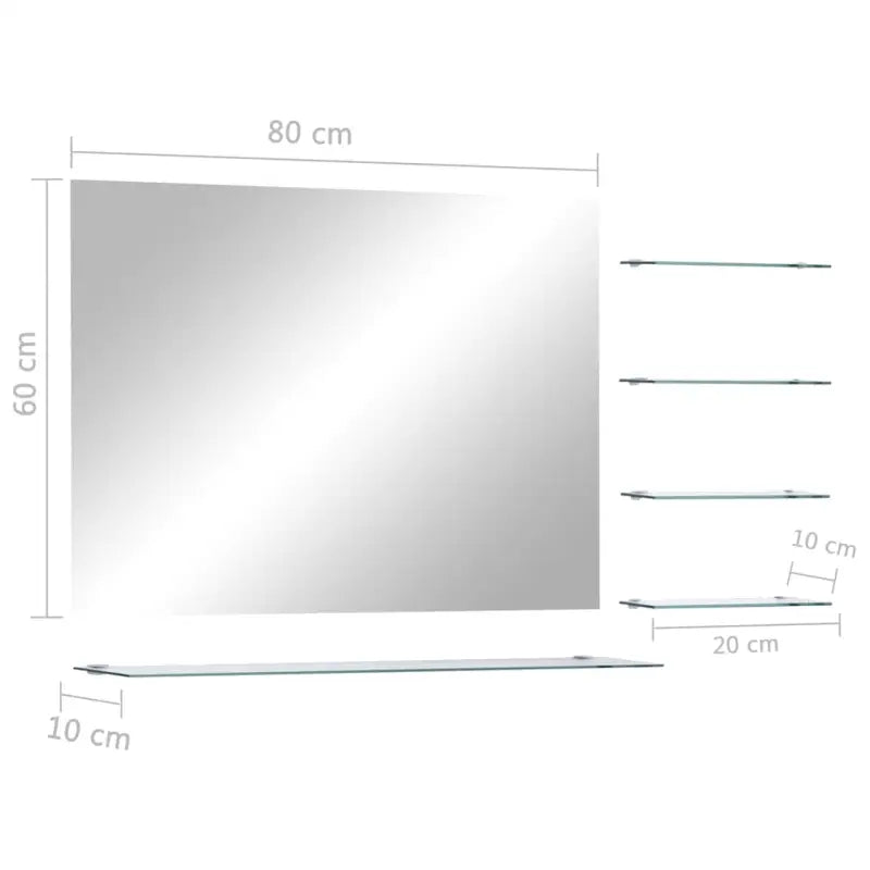 Gepolijste wandspiegel met schappen en gehard glas voor badkamer of woonkamer - Spiegels