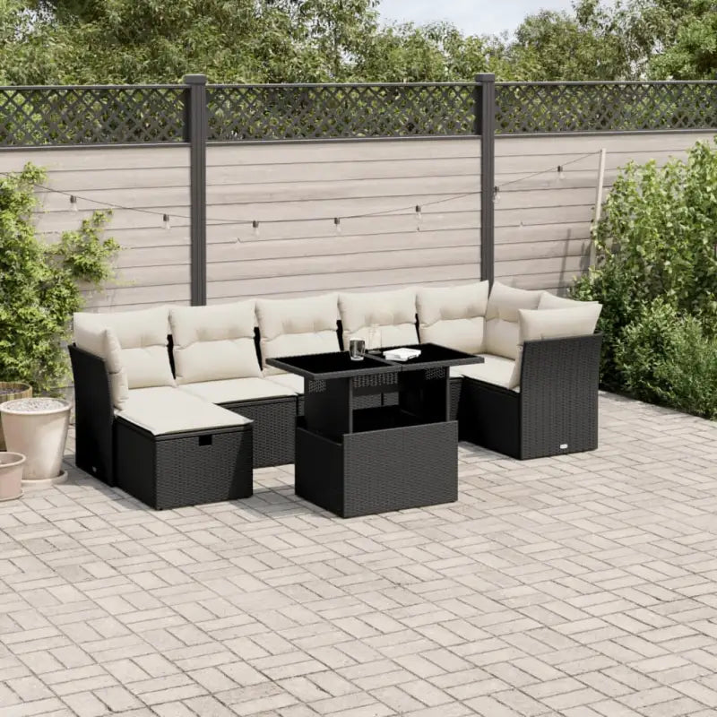 Gepubliceerd loungeset met beige materiaal en gepoedercoat staal afmetingen - Zwart en crème / zonder opbergruimte