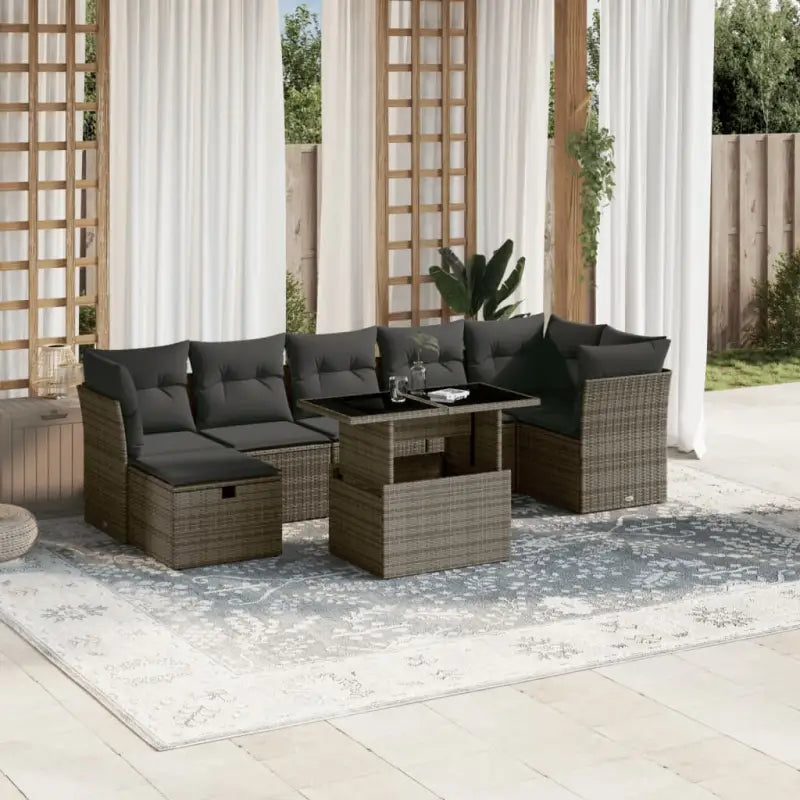 Gepubliceerd loungeset met beige materiaal en gepoedercoat staal afmetingen - Grijs / zonder opbergruimte - Tuinsets
