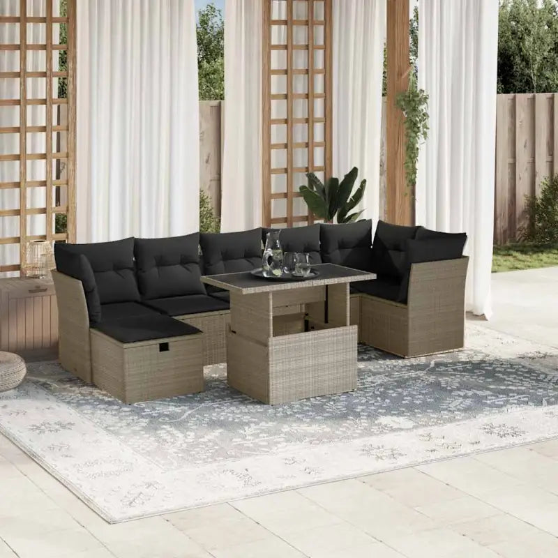 Gepubliceerd loungeset met beige materiaal en gepoedercoat staal afmetingen - Lichtgrijs / zonder opbergruimte