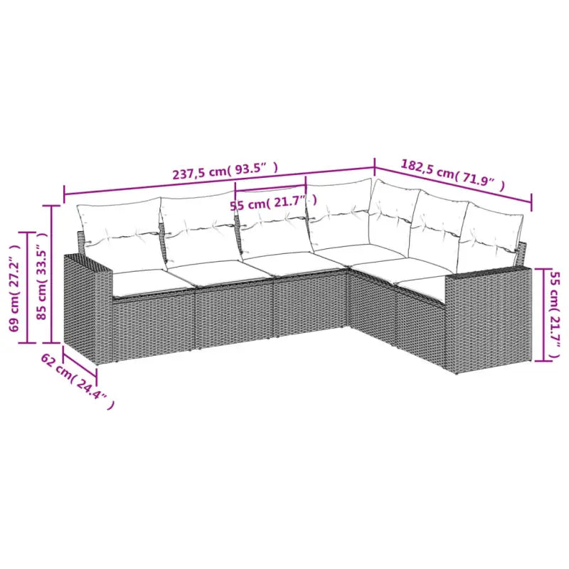 Gepubliceerd loungestoel van bruin materiaal en gepoedercoat staal met afmetingen - Tuinsets