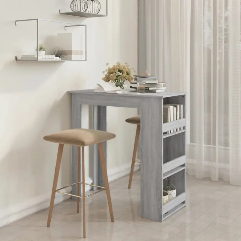 Gerookt eiken bartafel voor kleine ruimtes en moderne keukens - Grijs sonoma / 1 - Eettafels