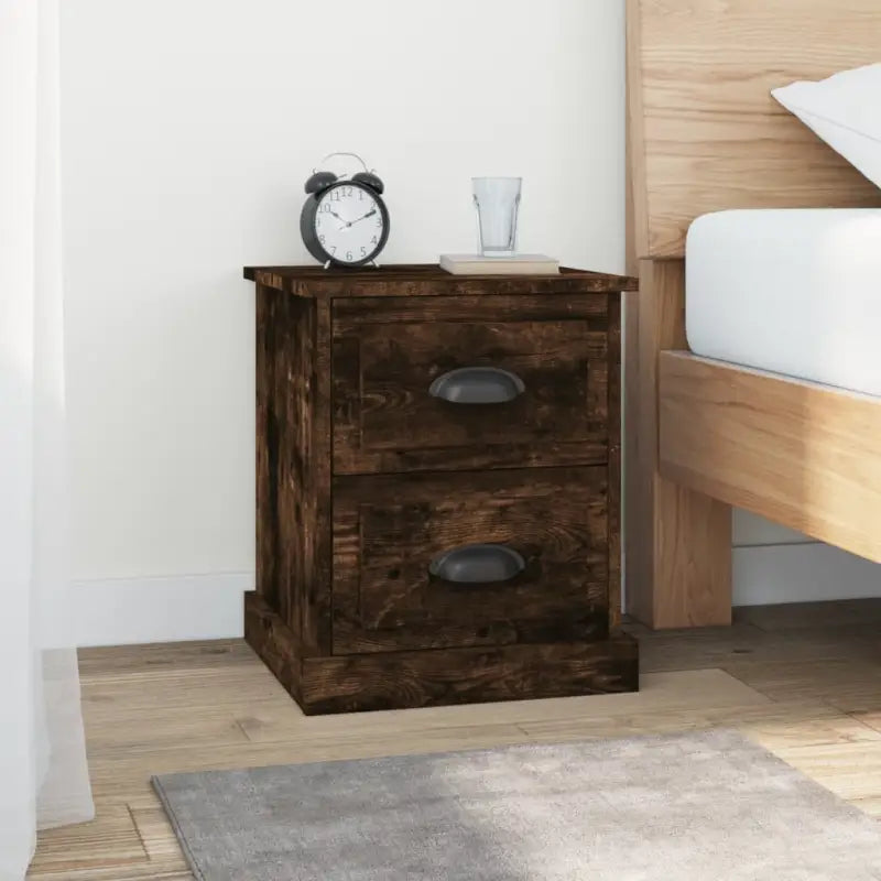 Gerookt Eiken Nachtkastje van Behandeld Hout voor een stijlvolle uitstraling - Gerookt eiken / 1 - Nachtkastjes