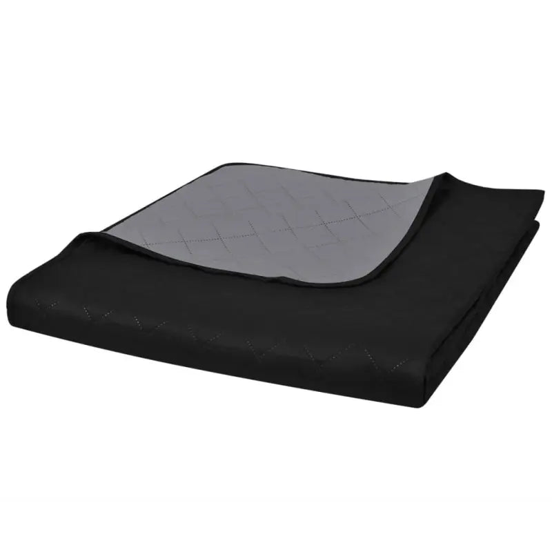 Gevatte bedsprei met dubbel kleur en gestikte ruiten - Zwart en grijs / 170 x 210 cm / 1 - Dekbedden