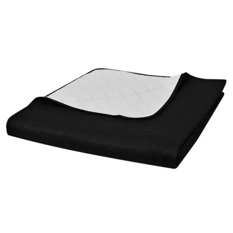 Gevatte bedsprei met dubbel kleur en gestikte ruiten - Zwart en wit / 220 x 240 cm / 1 - Dekbedden