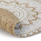 Gevlochten jute vloerkleed met prachtige mandala print en aantrekkelijke textuur - Vloerkleden