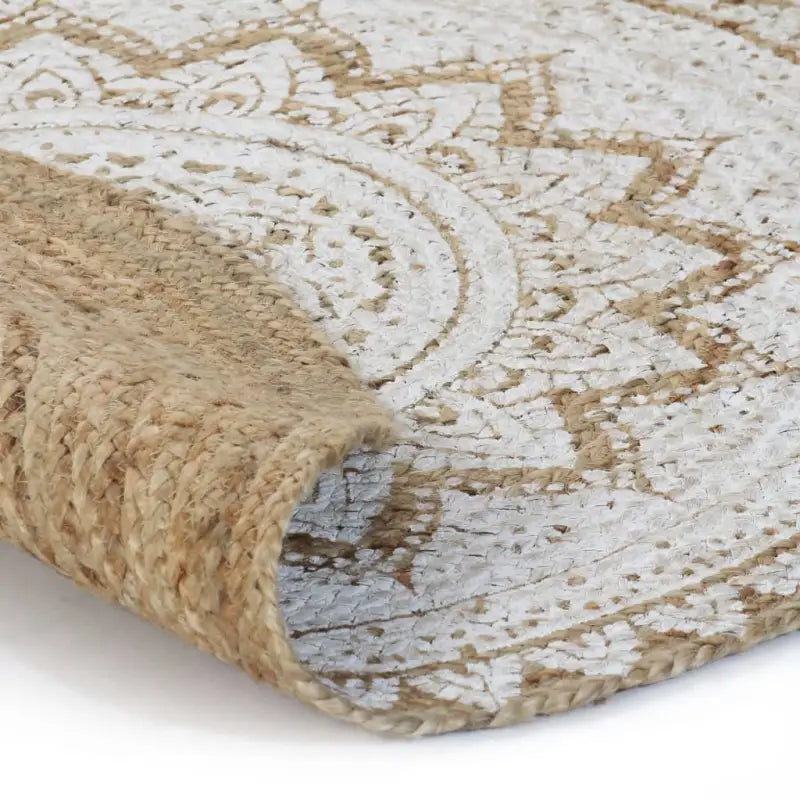 Gevlochten jute vloerkleed met prachtige mandala print en aantrekkelijke textuur - Vloerkleden