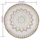 Gevlochten jute vloerkleed met prachtige mandala print en aantrekkelijke textuur - Vloerkleden