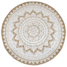 Gevlochten jute vloerkleed met prachtige mandala print en aantrekkelijke textuur - 210 cm - Vloerkleden