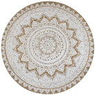 Gevlochten jute vloerkleed met prachtige mandala print en aantrekkelijke textuur - 150 cm - Vloerkleden