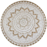 Gevlochten jute vloerkleed met prachtige mandala print en aantrekkelijke textuur - Vloerkleden
