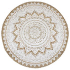 Gevlochten jute vloerkleed met prachtige mandala print en aantrekkelijke textuur - 240 cm - Vloerkleden
