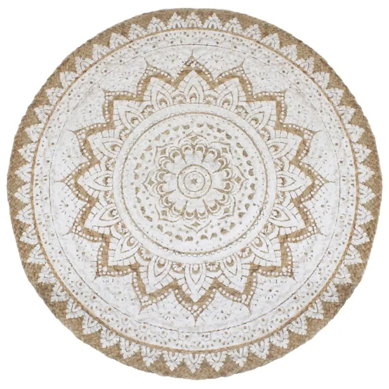 Gevlochten jute vloerkleed met prachtige mandala print en aantrekkelijke textuur - 240 cm - Vloerkleden