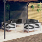 Gezellig tuinset van massief grenenhout met comfortabele rug en zijkussen - Wit - Tuinsets