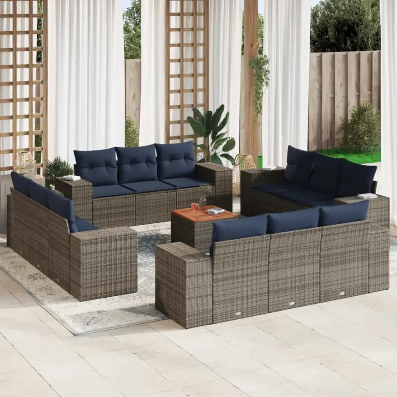 Gezellige grijze loungeset met gepoedercoat staal en afmetingen - Grijs - Tuinsets